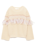 リボンフリンジ付プルオーバー/NVY