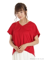 裾タックTOPS/レッド