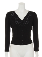 モール刺繍カーディガン/ライトグレー