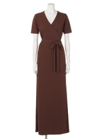 【BED&BREAKFAST】DOUBLE COVER Wrap Dress/BROWN