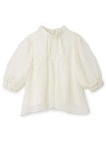 ギャザーエリシフォンブラウス/ブラック