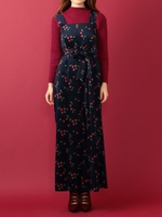 ベロアプリントサロペット/ブラウン