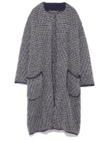 ミックスニットノーカラーコート/BLU