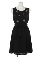 刺繍ノースリワンピース/グレー