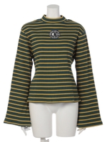 CANDY CLOTHING BORDER TOPS/GREEN×YELLOW