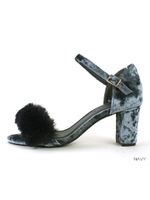 【CAMILLE BIS RANDA】2WAYファーベロアサンダル/NAVY