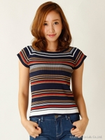 【セットアップ対応】マルチボーダーニット/ネイビー