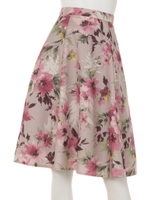 大花プリントフレアスカート/カラシ