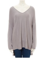 Vネックバックロングニット/グレー