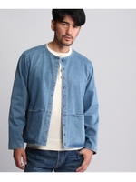 スナップボタンデニムカーディガン/ブルー(091)