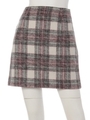ニードルパンチ風チェックスカート/ブラウン