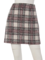 ニードルパンチ風チェックスカート/ブラウン