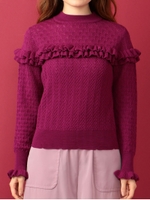 ミックスパターンダブルフリルニット/ブラック