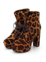 レースアップショートブーツ/ヒョウ