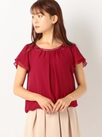 ladyバルーンカバーリングブラウス/ボルドー