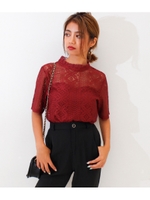 【chille anap】総レースプチハイネックトップス/WINE