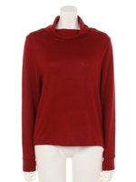 ニットソー長袖トップス/ボルドー