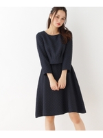 花モチーフジャガードワンピース/ライトベージュ(051)