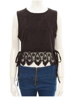 サイドリボンスエードブラウス/ダスティーピンク