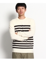 パネルボーダー クルーネックニット/ベージュ系(355)