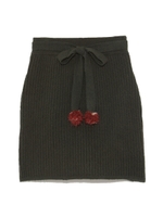 フラワーポンポンニットスカート/GRN