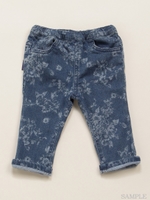 フラワーリス抜染プリントスリムパンツ/ネイビー