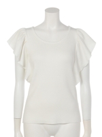 フリルSLV KNIT TOP/L/PNK