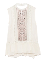 オリエンタル刺繍ノースリブラウス/IVR