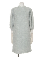 シャギー風ボリューム袖ワンピース/ホワイト