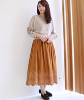 スエード調レーススカート