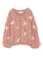 ケーブルニットプルオーバー/PNK