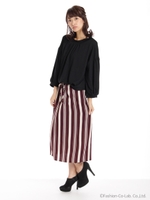 ストライプドッキングワンピース/ワイン