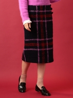 ビッグチェックロービングタイトスカート/ネイビー