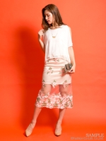 フラワーレーススカート[DRESS/ドレス]/サックス