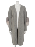 配色ファーコーディガン/チャコール