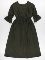 フレアスリーブマキシワンピース/カーキ