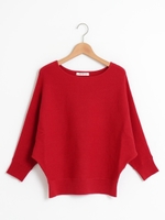 ワイドボートネックドルマンプルオーバー/キャメル