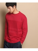 裏毛シャドーボーダートップス/レッド(062)