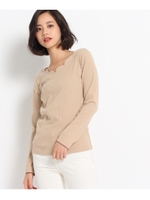 スカラップテレコ起毛カットソー/ベージュ(052)