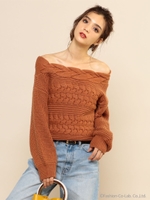 ホイップオフショルニット/ピンク