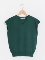 Vネックフレンチスリーブプルオーバー/ブラック