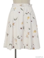 オリジナル水彩フラワー柄スカート/サックス