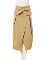 ハイウエストリボンデザインスカート/ベージュ
