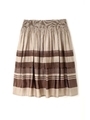 ボーダー×レース柄リバーシブルスカート/ベージュ(040)