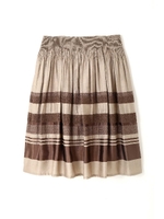 ボーダー×レース柄リバーシブルスカート/ベージュ(040)