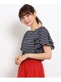 ラッフルスリーブTシャツ/ブルー系(395)