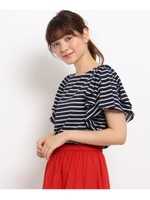 ラッフルスリーブTシャツ/ブルー系(395)