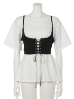 レースUPビスチェ付T/ブラック