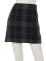 ロービングチェック台形スカート/ネイビー