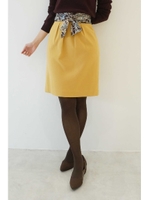 カラーサッシュスカーフ付スカート/マスタード(060)